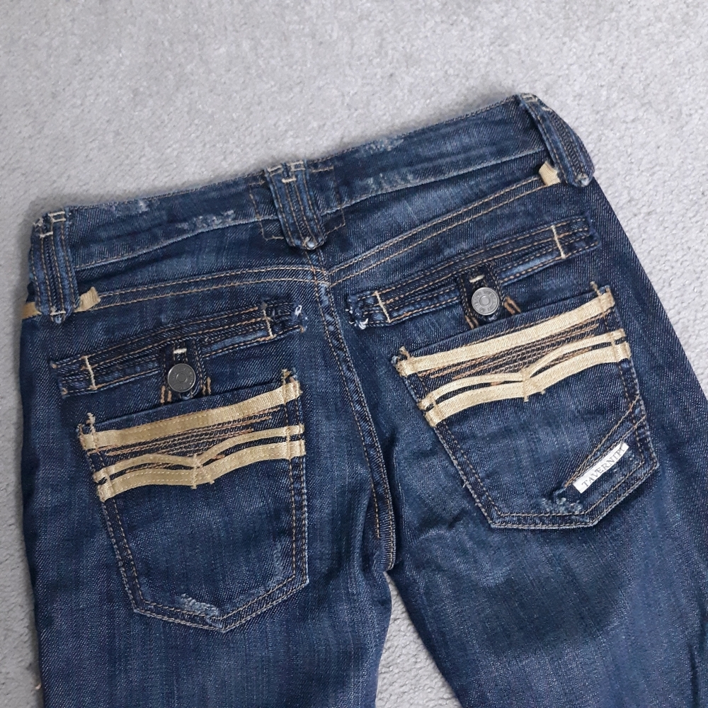 Vintage Y2K Taverniti SO Jeans Janis 18 Ribbon Embellished Low Rise Bootcut Dark